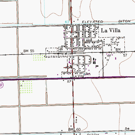 Topographic Map of La Villa Volunteer Fire Department, TX