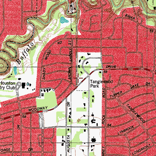 Topographic Map of Houston Fire Department Station 2, TX