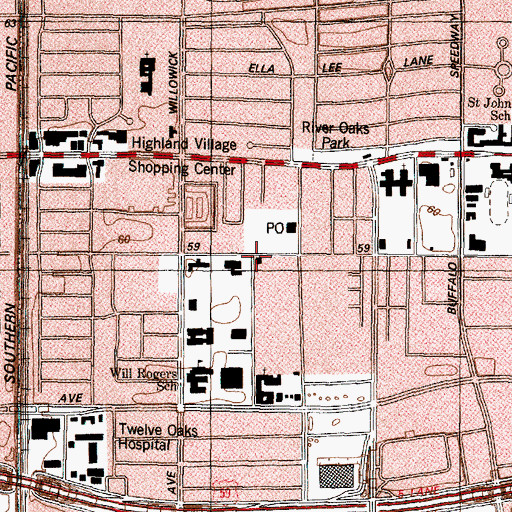 Topographic Map of Houston Fire Department Station 3, TX