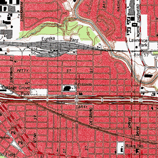 Topographic Map of Houston Fire Department / Emergency Medical Services Station 11, TX