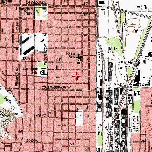 Topographic Map of Houston Fire Department / Emergency Medical Services Station 12, TX