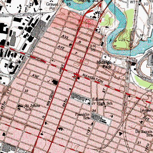 Topographic Map of Houston Fire Department Station 20, TX