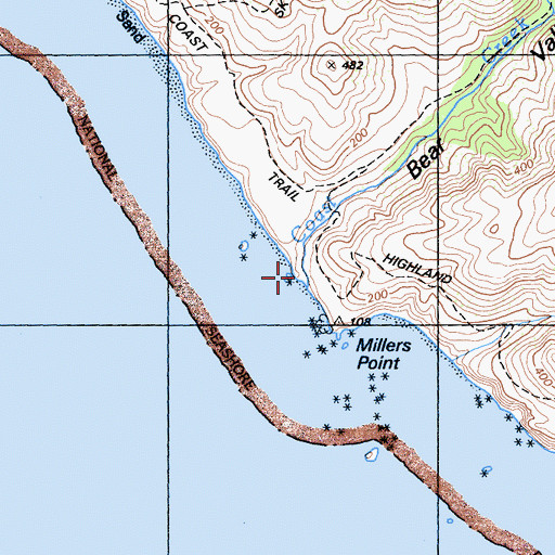 Topographic Map of Bear Valley, CA