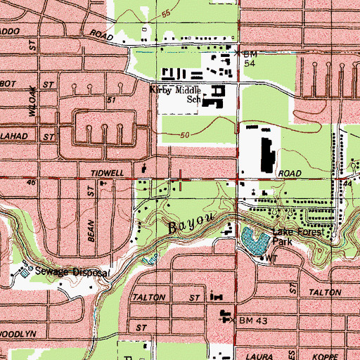 Topographic Map of Houston Fire Department / Emergency Medical Services Station 32, TX