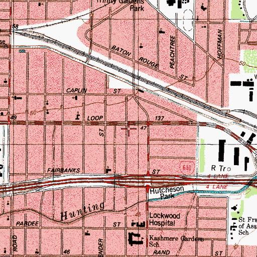 Topographic Map of Houston Fire Department Station 39, TX