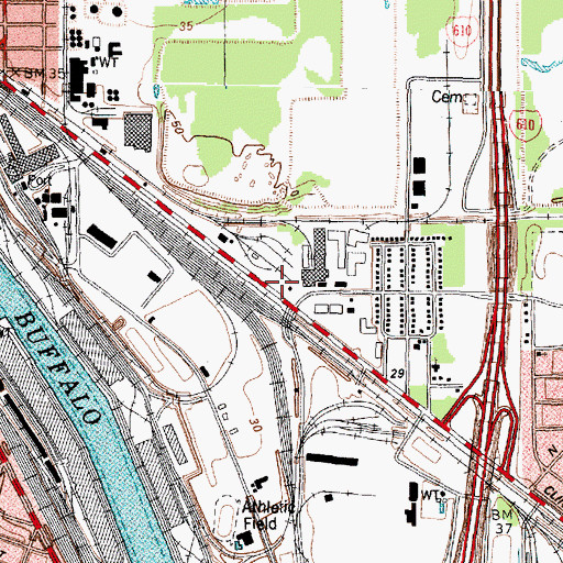 Topographic Map of Houston Fire Department Station 42, TX