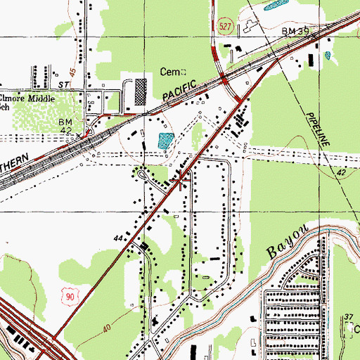 Topographic Map of Houston Fire Department Station 45, TX