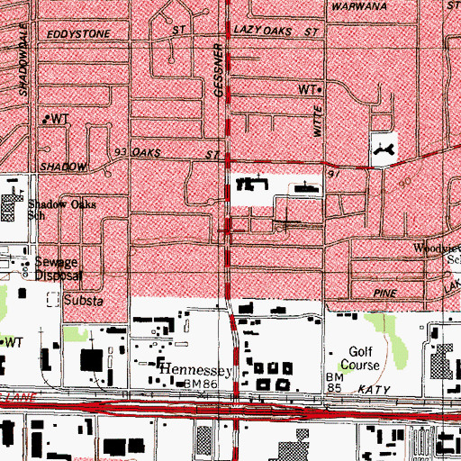 Topographic Map of Houston Fire Department Station 49, TX