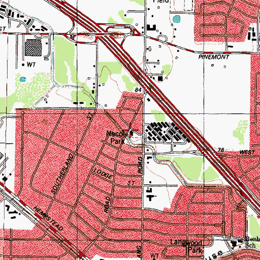 Topographic Map of Houston Fire Department Station 50, TX