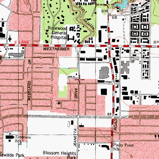 Topographic Map of Houston Fire Department / Emergency Medical Services Station 60, TX