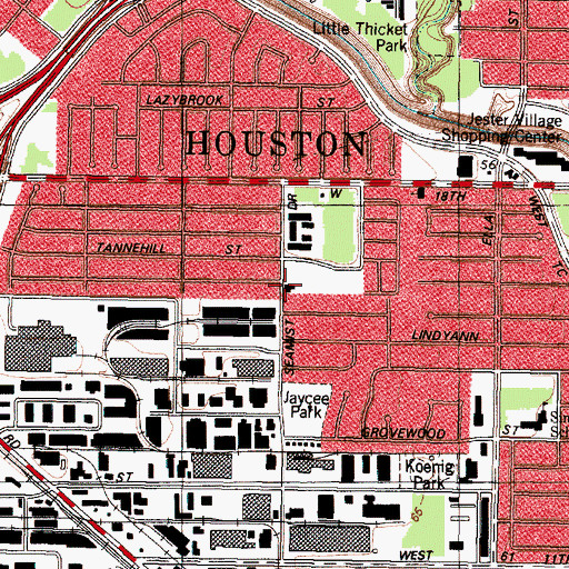 Topographic Map of Houston Fire Department / Emergency Medical Services Station 62, TX