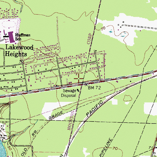 Topographic Map of Houston Fire Department / Emergency Medical Services Station 65, TX
