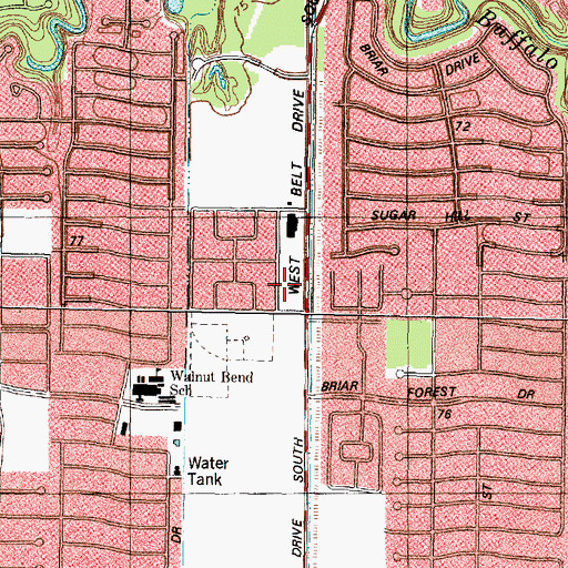 Topographic Map of Houston Fire Department / Emergency Medical Services Station 69, TX