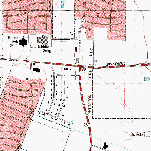 Topographic Map of Houston Fire Department Fire Station 73, TX