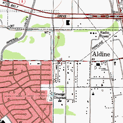 Topographic Map of Houston Fire Department / Emergency Medical Services Station 74, TX
