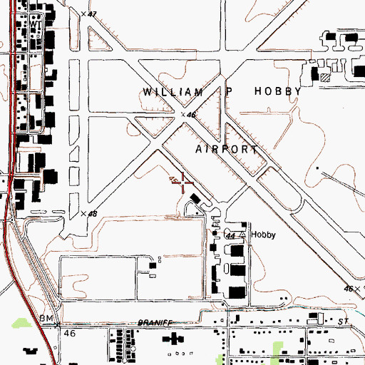Topographic Map of Houston Fire Department Station 81, TX