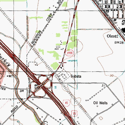 Topographic Map of Houston Fire Department / Emergency Medical Services Station 93, TX