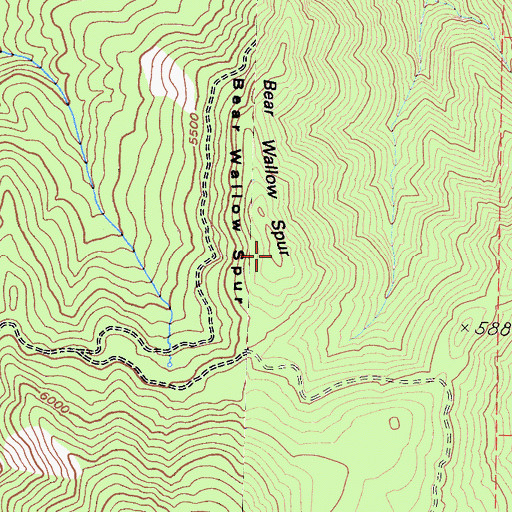 Topographic Map of Bear Wallow Spur, CA
