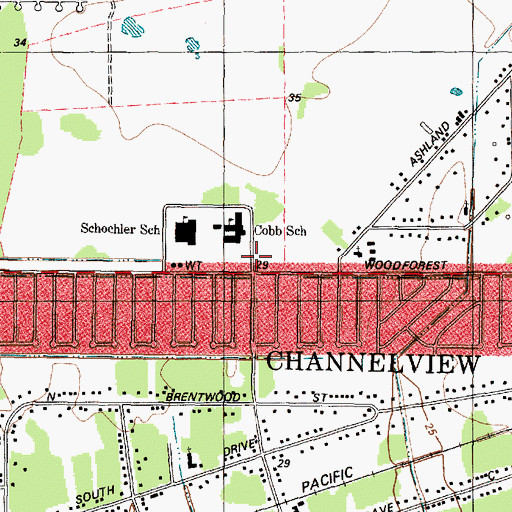 Topographic Map of Channelview Volunteer Fire Department Station 3, TX