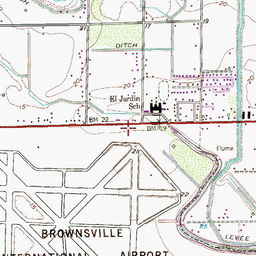 Topographic Map of Brownsville Fire Department Station 5, TX