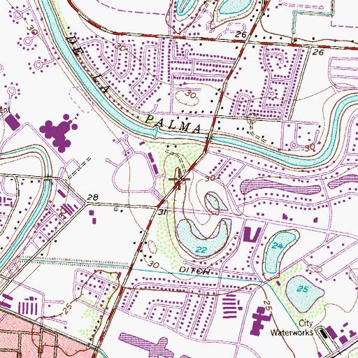 Topographic Map of Brownsville Fire Department Station 6, TX
