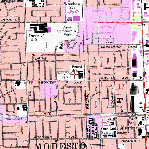 Topographic Map of Elihu Beard Elementary School, CA