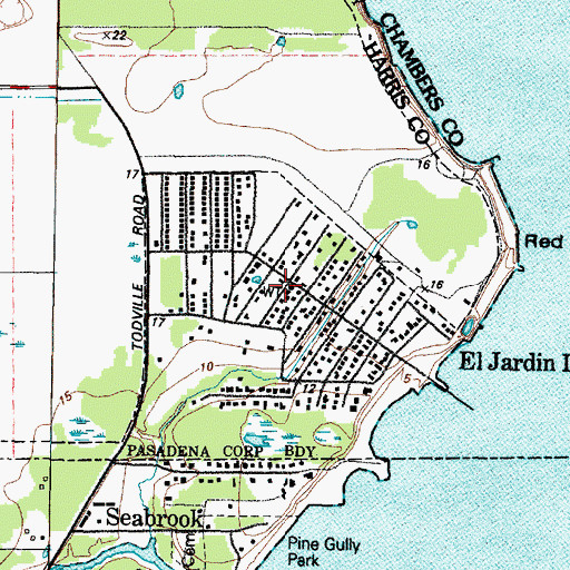 Topographic Map of Pasadena Volunteer Fire Department Station 9, TX