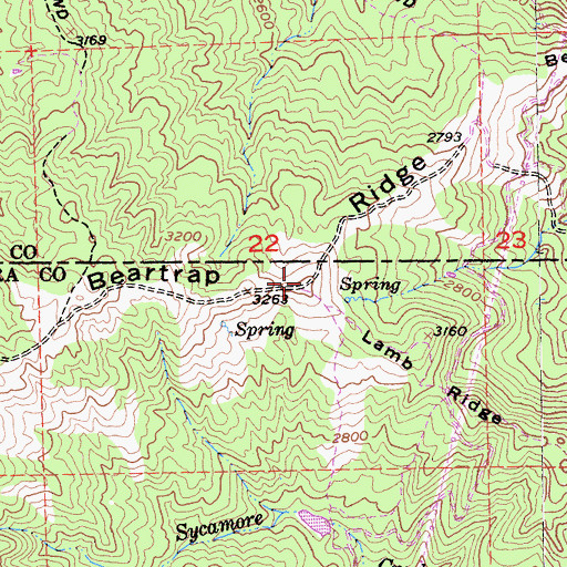 Topographic Map of Beartrap Ridge, CA