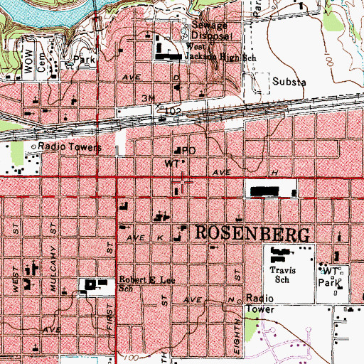 Topographic Map of Rosenberg Fire Department Administration, TX