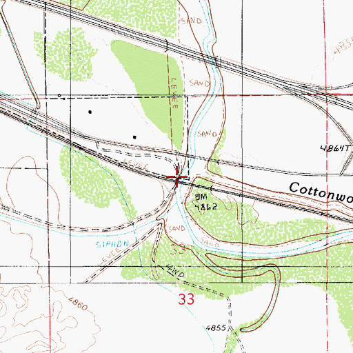 Topographic Map of Cottonwood Wash Bridge, AZ