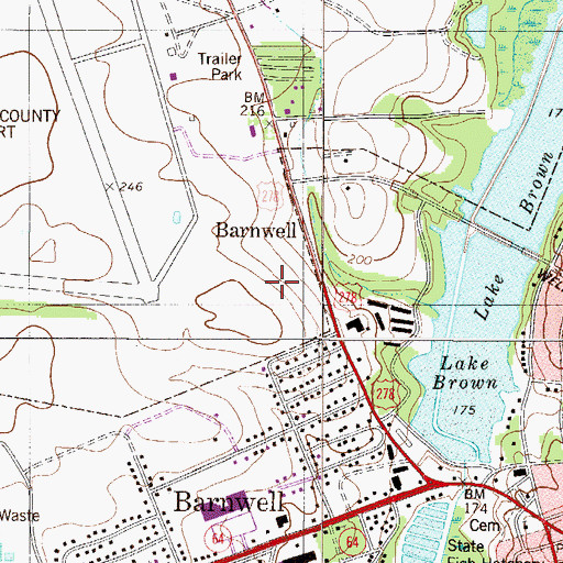Topographic Map of Barnwell County Sheriff's Office, SC