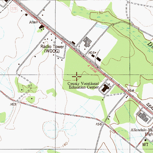 Topographic Map of Allendale County Sheriff's Office, SC