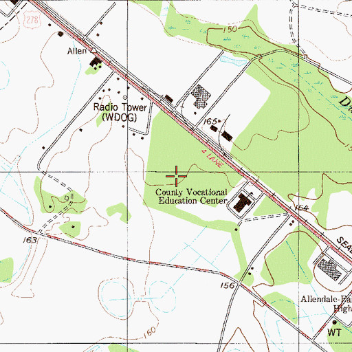 Topographic Map of Allendale County Sheriff's Office, SC