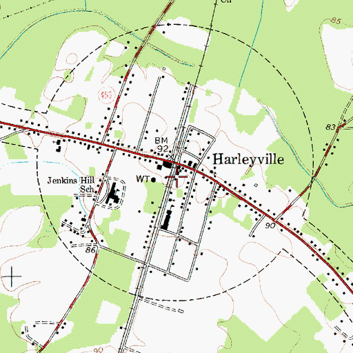 Topographic Map of Harleyville Police Department, SC