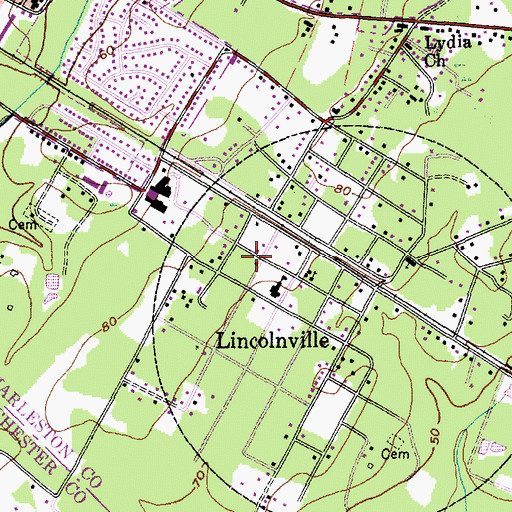 Topographic Map of Lincolnville Police Department, SC