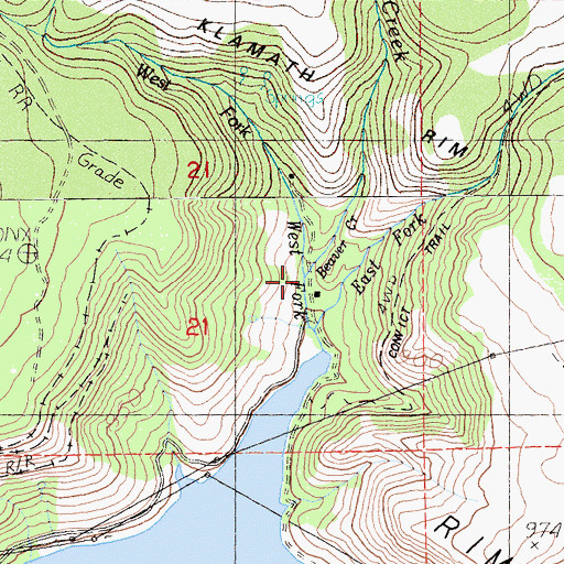Topographic Map of Beaver Creek, CA
