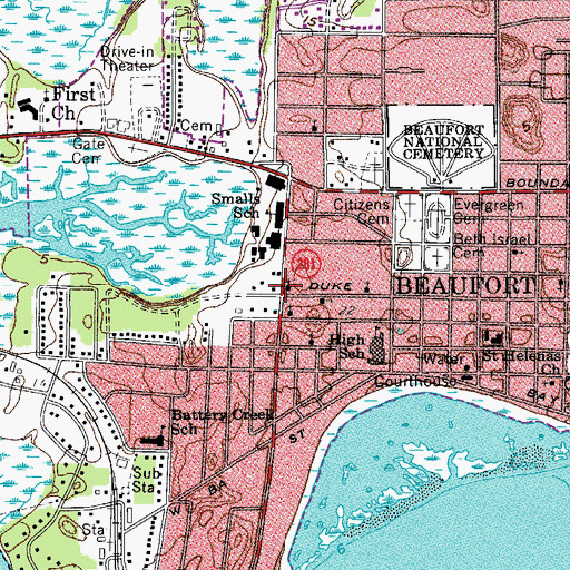 Topographic Map of Beaufort County Emergency Management Division, SC