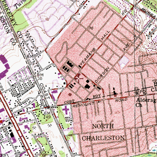 Topographic Map of Hanahan Police Department, SC