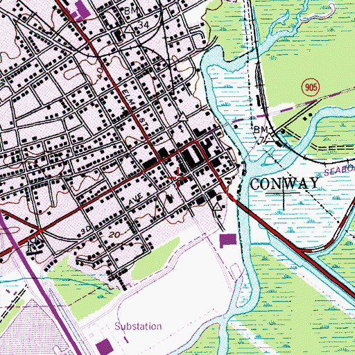 Topographic Map of Horry County Police Department, SC