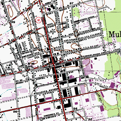 Topographic Map of Mullins Police Department, SC