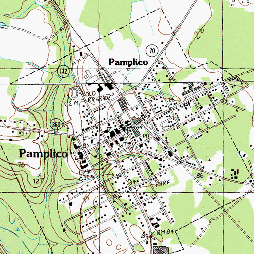 Topographic Map of Pamplico Police Department, SC