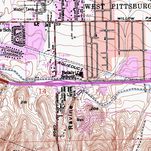 Topographic Map of Bel Air Elementary School, CA