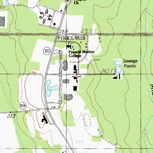 Topographic Map of Francis Marion University Campus Police, SC
