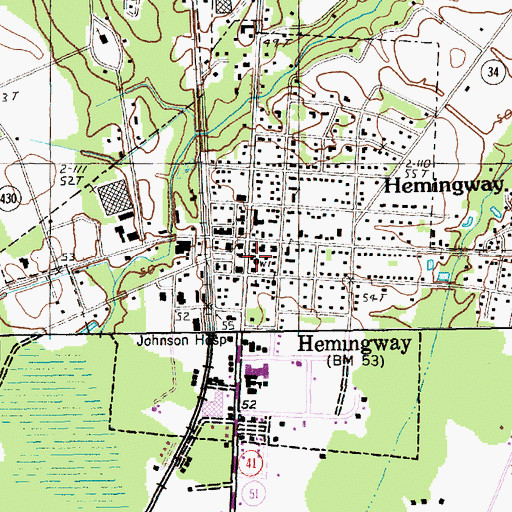 Topographic Map of Hemingway Police Department, SC