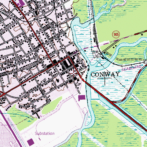 Topographic Map of Conway Police Department, SC