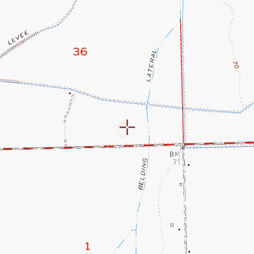 Topographic Map of Belding Lateral, CA