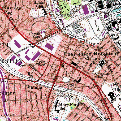 Topographic Map of North Charleston Police Department South Precinct, SC