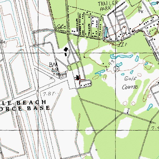 Topographic Map of Myrtle Beach Airport Police Department, SC