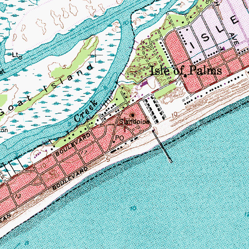 Topographic Map of Isle of Palms Police Department, SC