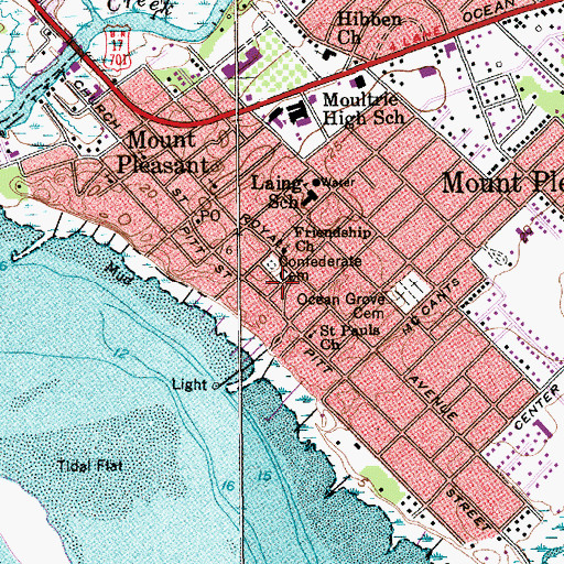 Topographic Map of Mount Pleasant Police Facility, SC